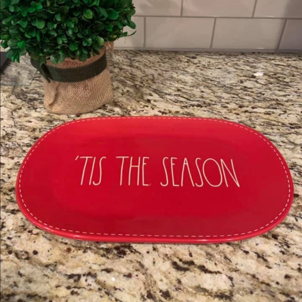 Rae Dunn Large Red Tis’ The Season Platter